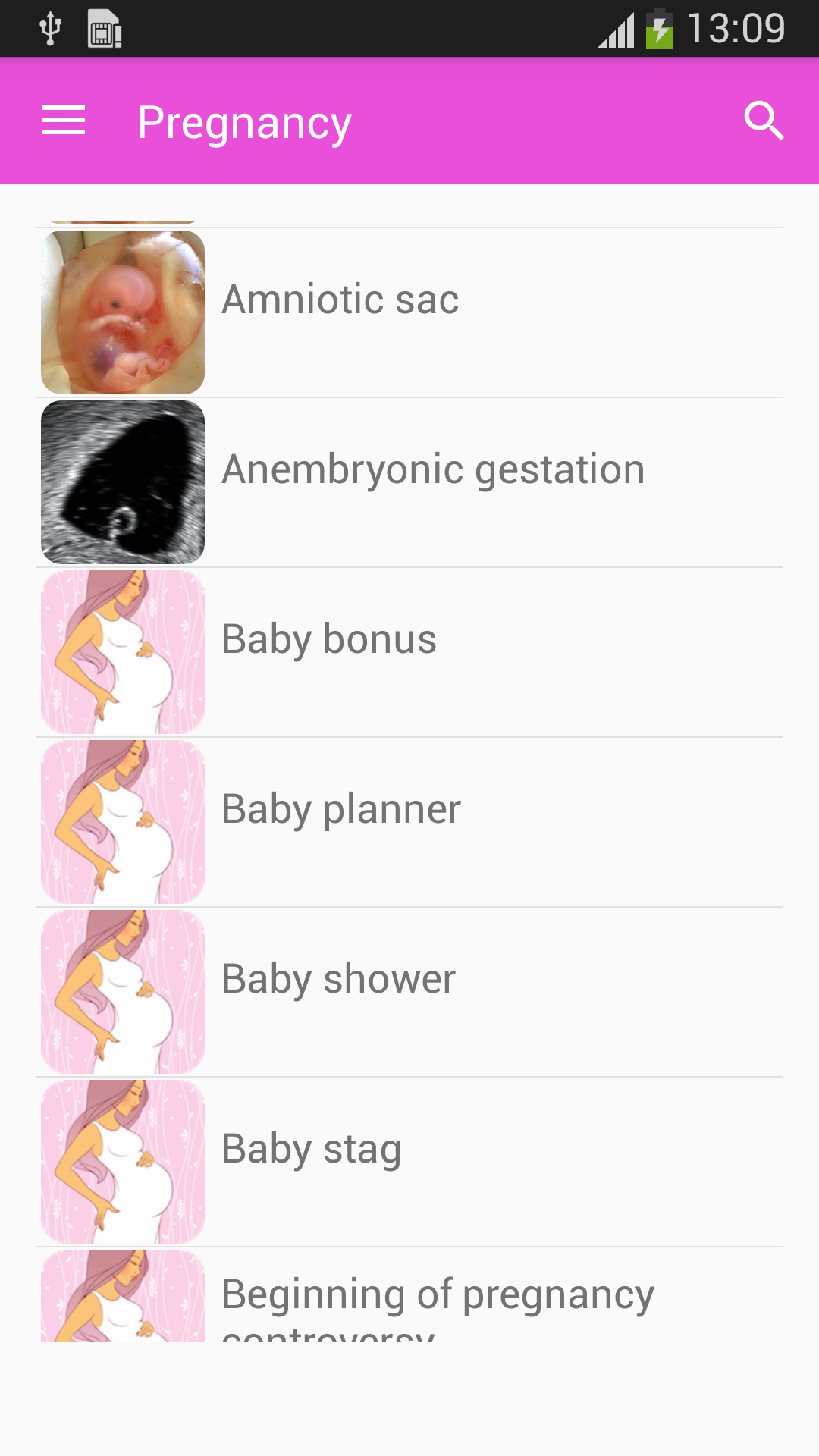 Android application Pregnancy tips Week by week screenshort