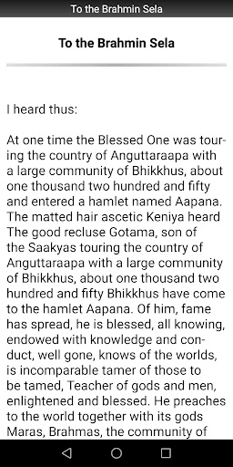 To the Brahmin Sela Sutta Screen 2