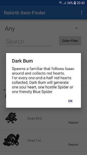 Item-Finder Binding of Isaac R Screen 2