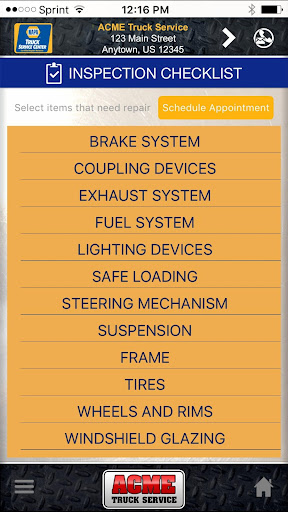NAPA Truck Service Center Screen 2