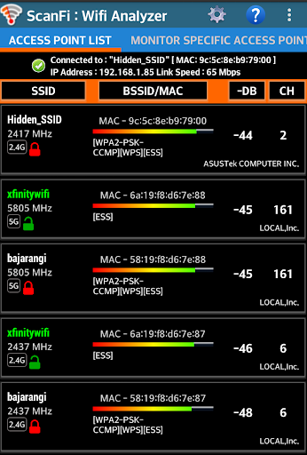 Android application ScanFi : WiFi Analyzer and Sur screenshort
