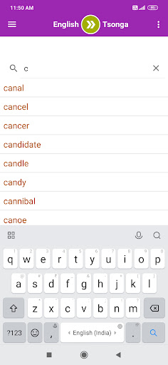 Android application English To Tsonga Dictionary screenshort