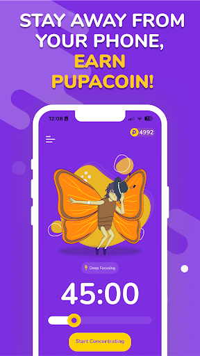 Android application Focused Pupa - Earn PupaCoin screenshort