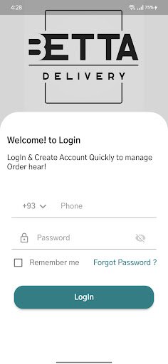 Android application Betta Delivery screenshort