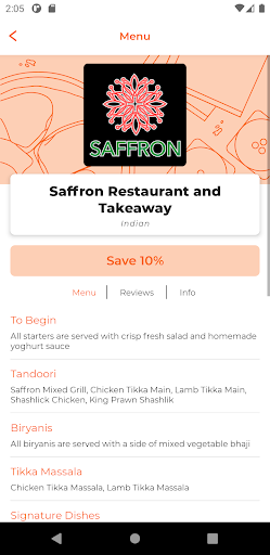 Saffron Restaurant DN8 Screen 2