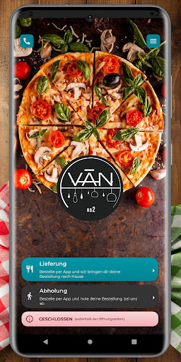 Android application Van 2 Pizza Burger screenshort