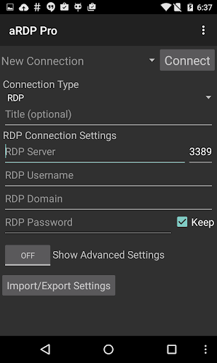 Android application aRDP: Secure RDP Client screenshort