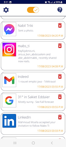 Notifications parlantes Screen 2