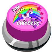 Pink fluffy unicorns dancing on rainbows button