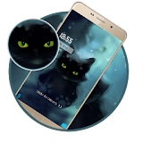 Black cat illustration theme icon