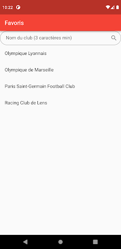 Android application Résultats Foot screenshort