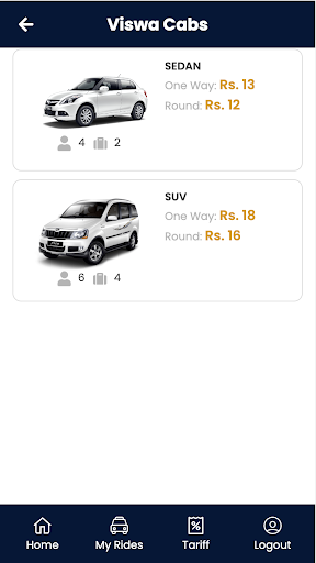 Viswa Cabs Screen 2