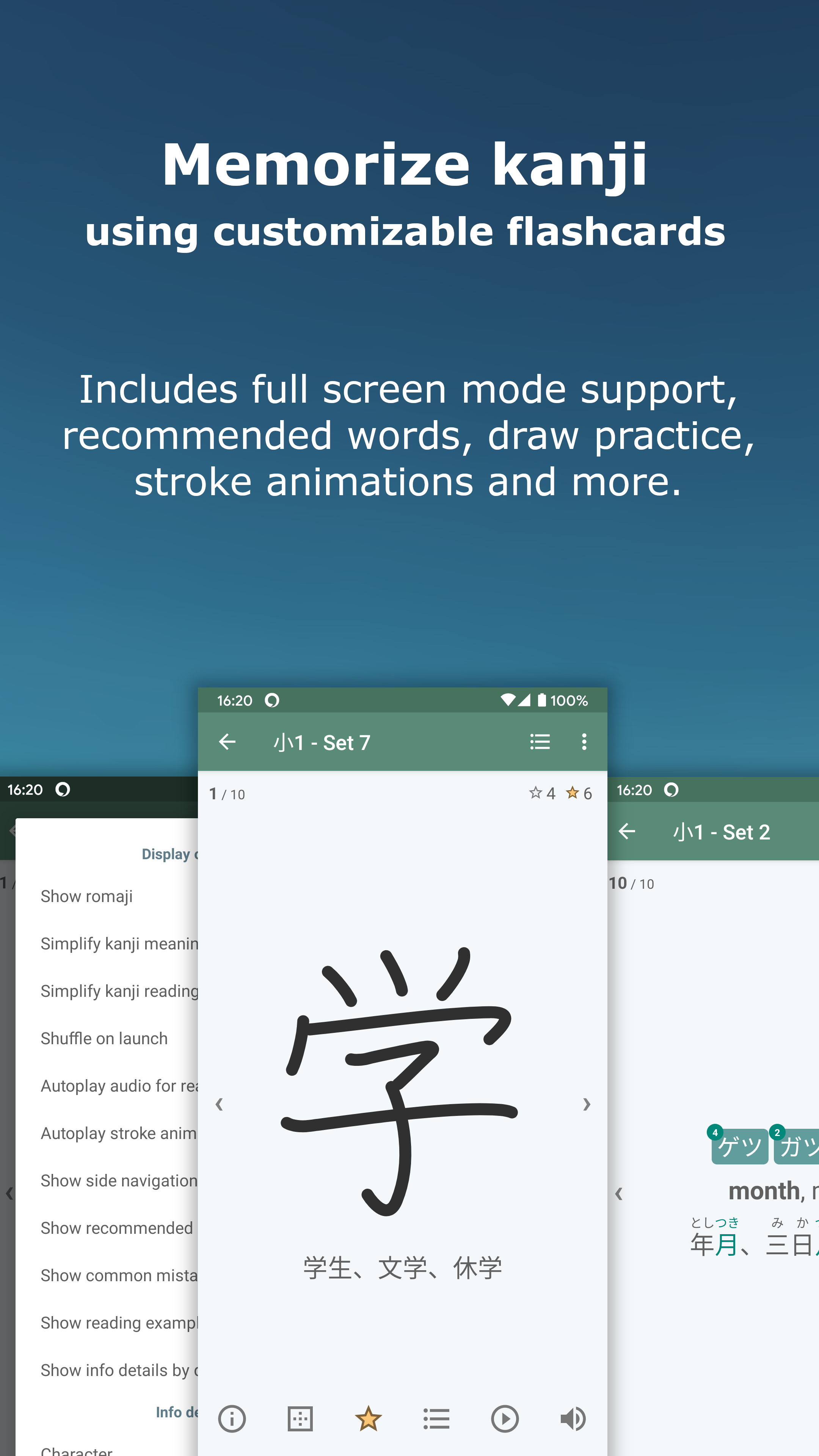 Android application Japanese Kanji Study screenshort