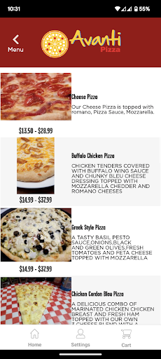 Screenshot of Avanti's Pizza