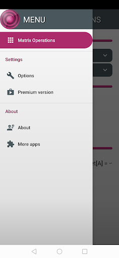 Android application Matrix Operations screenshort
