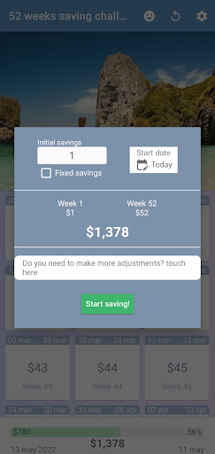 52 weeks saving challenge Screen 3