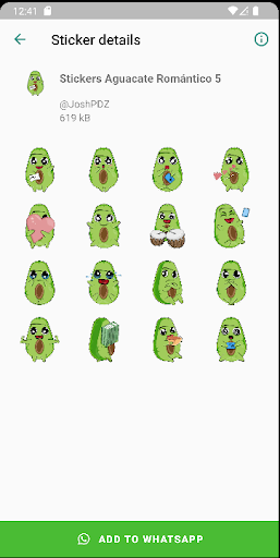 Stickers de Aguacate Romántico Screenshot 3 - AppWisp.com