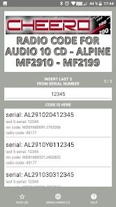 RADIO CODE for AUDIO 10 CD 6.0.2 APK + Mod (Unlimited money) untuk android