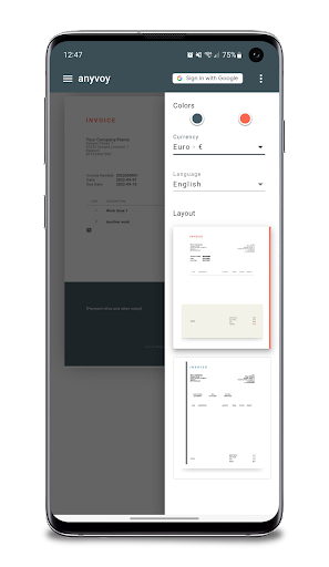 Anyvoy Invoice Generation Screen 2