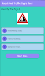screenshot of Road And Traffic Signs Test