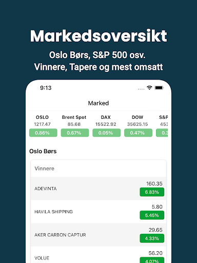 Android application Aksjer - Børs og finans screenshort