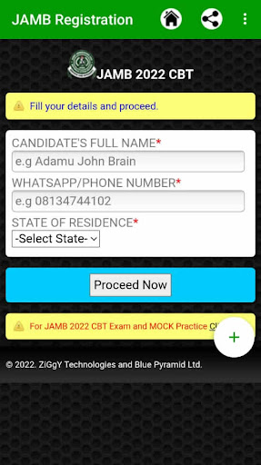 JAMB 2023 Registration & Test Screen 3
