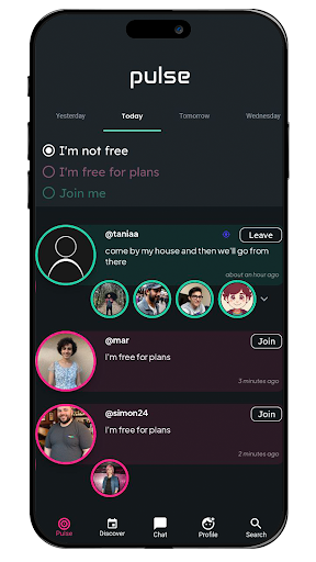 Android application Pulse: Spontaneous Plans screenshort