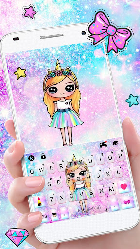 Android application Galaxy Unicorn Girl Keyboard T screenshort