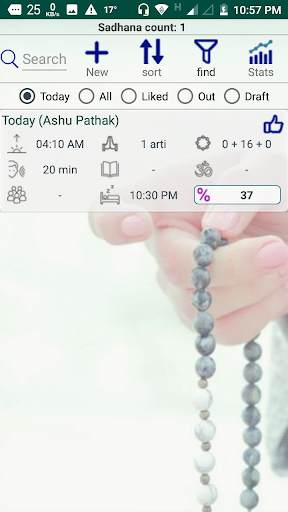 K.I.H.E. Sadhana Chart Screen 3