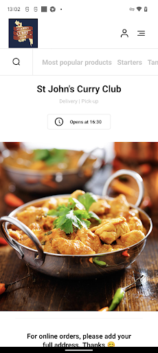 Android application St Johns Curry Club UK screenshort