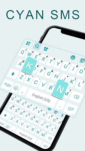 Simple Cyan Keyboard Backgroun Screen 3