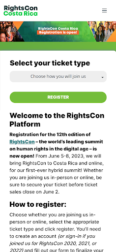 Android application RightsCon screenshort