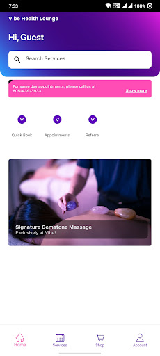 Android application Vibe Health Lounge screenshort