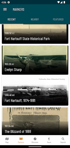 Screenshot of Explore Nebraska History