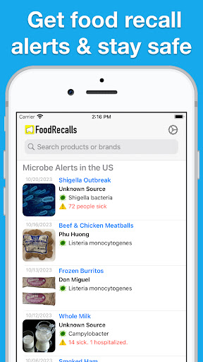 Android application Food Recalls & Alerts screenshort