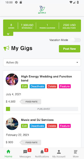 Arrive Booking Agency Screen 3