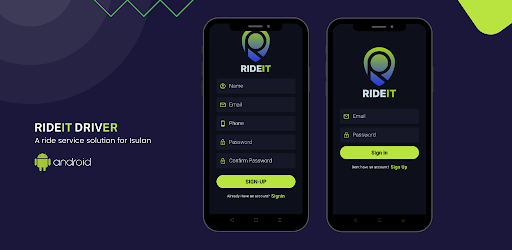 Android application Rideit Driver screenshort