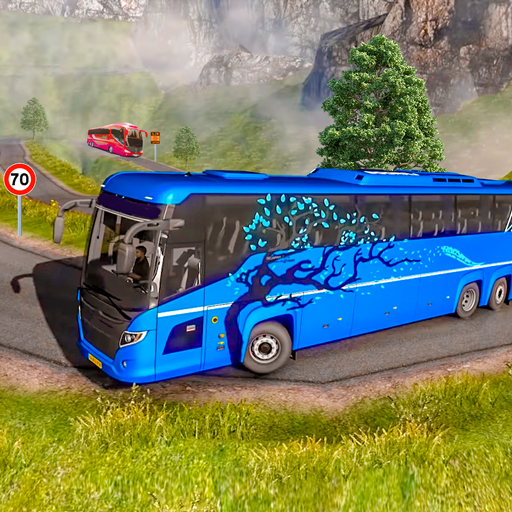 Off road uphill mountain Bus logo