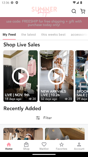 Android application Shop Sumner Boutique screenshort
