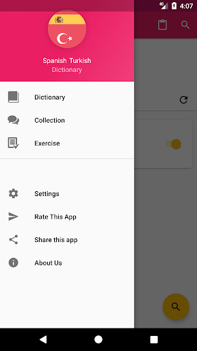 Android application Spanish Turkish Dictionary screenshort