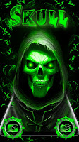 Neon Emerald Skull Apus Launcher Theme 2019