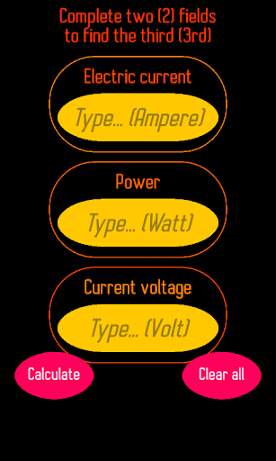 Amp-Watt-Volt Calculator Screen 2