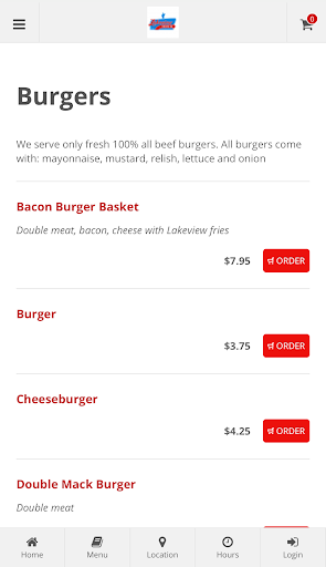 Lakeview Drive-In Ordering Screen 2