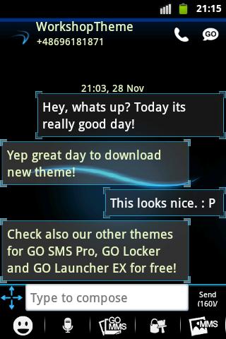 Blue Simple Theme GO SMS Screen 2