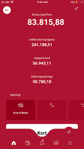 Android application Klim Sparekasse Mobilbank screenshort