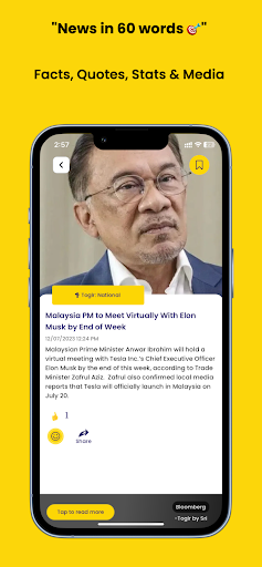 Android application Toglr - 60 word news summary screenshort