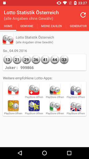 Android application Lotto Statistik Österreich screenshort