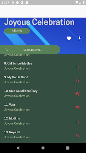Android application Joyous Celebration song lyrics screenshort