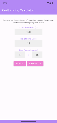 Android application Craft Pricing Calculator screenshort