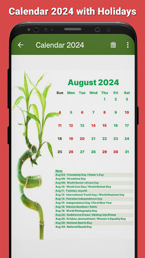 Calendar 2024 with Holidays